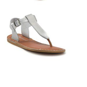 NWT SALT WATER SANDALS BY HOY T-Strap Thong Silver Brown Grey Gray Summer Girl